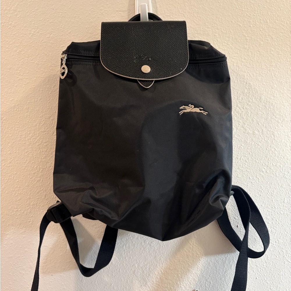 Longchamp Le Pliage Black Nylon Leather Small Backpack